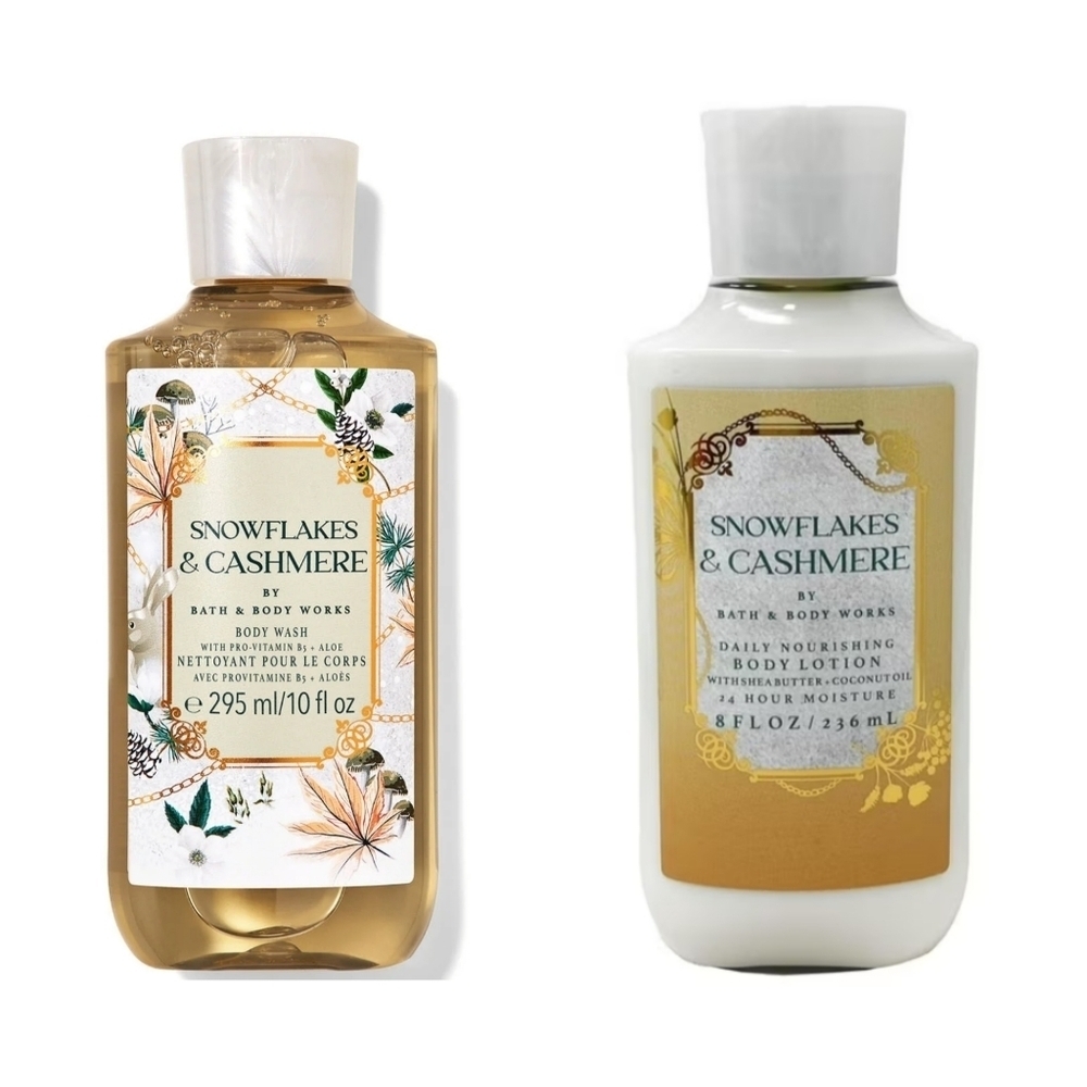 Bath and Body Works Discontinued‎ 2pcs SNOWFLAKES & CASHMERE Shower Gel & Lotion